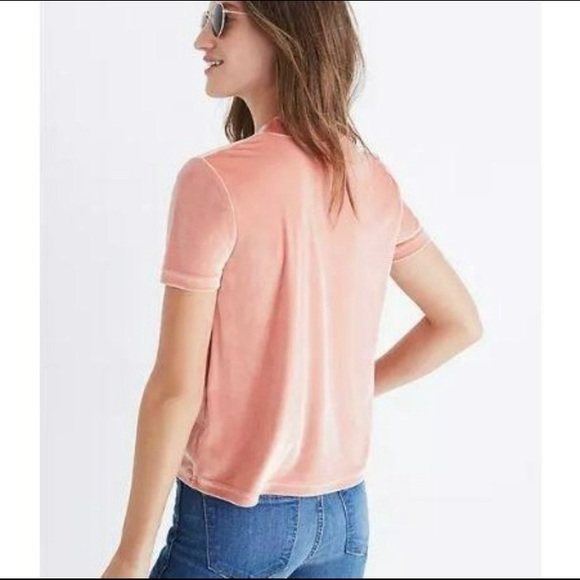 MADEWELL rose gold pink velvet tie neck top - Picture 3 of 6